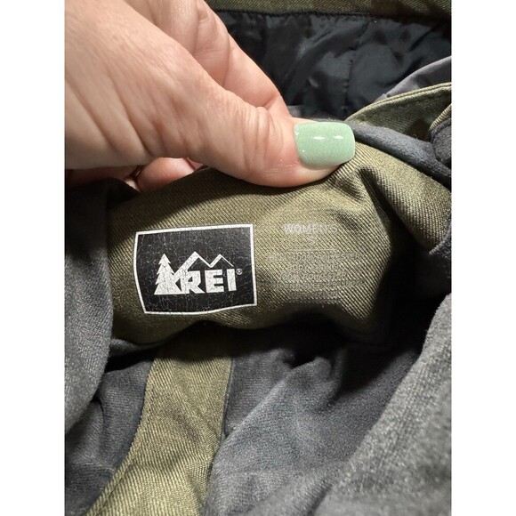 REI Jacket Women's small Soft Shell Fleece Lined Green Hooded Full Zip Coat - Picture 3 of 8